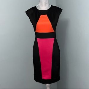 JULIAN TAYLOR New York bodycon colour block cocktail dress size 8 wedding